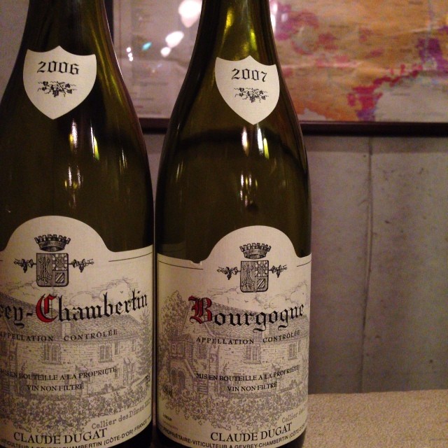 珍しくこんなの開けてます。残り僅かですが。クロード・デュガ ブルゴーニュ・ルージュ2007ジュブレシャンベルタン2006よか感じよ〜